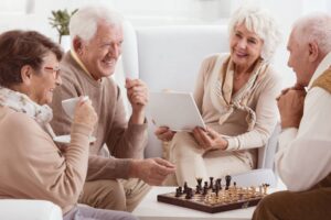 seniors socializing at a senior living community