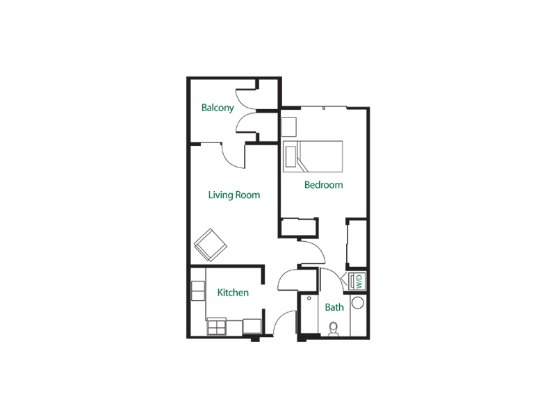 Independent Living Classic 1 Bedroom Floor Plan