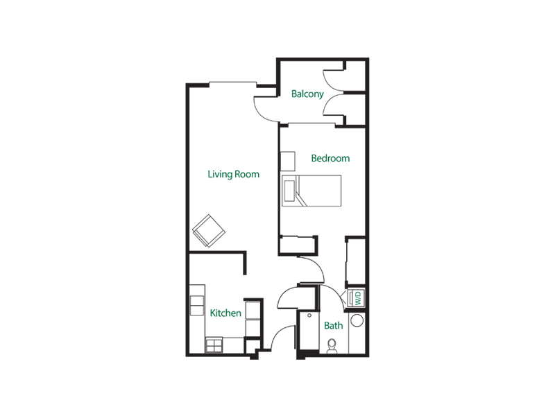 Independent Living Custom 1 Bedroom Floor Plan