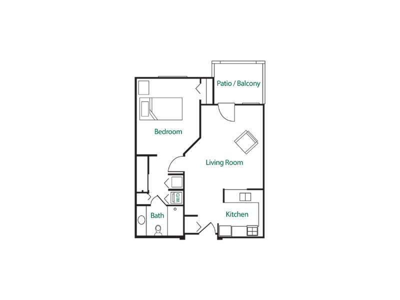 Independent Living Deluxe 1 Bedroom Floor Plan