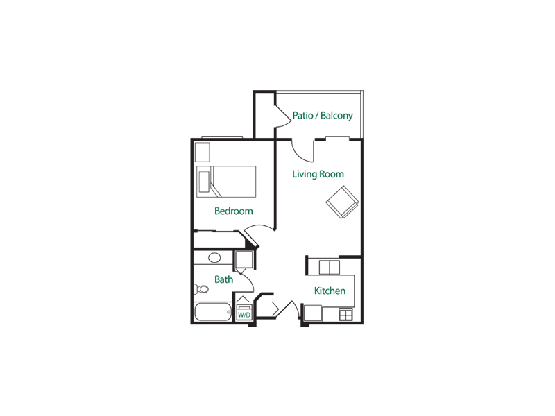 Independent Living Traditional 1 Bedroom Floor Plan