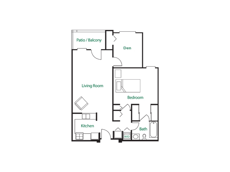 Independent Living Special 1 Bedroom with Den Floor Plan