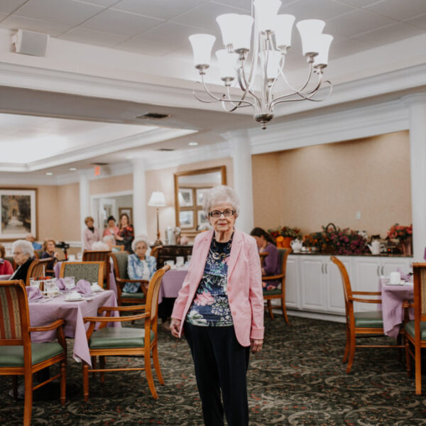 Resident model posing at the fashion show