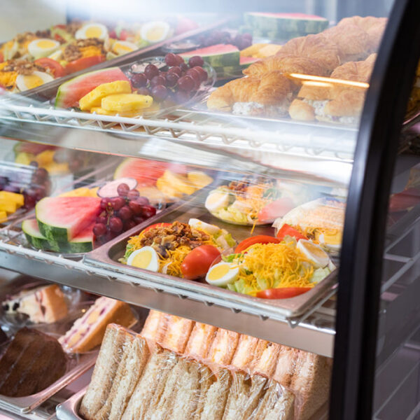 Display of all the different meals and food available for residents at the cafe