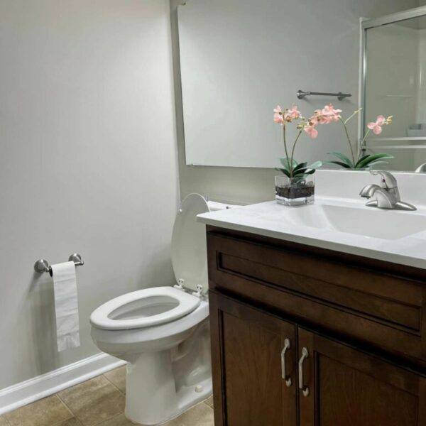 Sample bathroom of apartment at Edgewood Summit