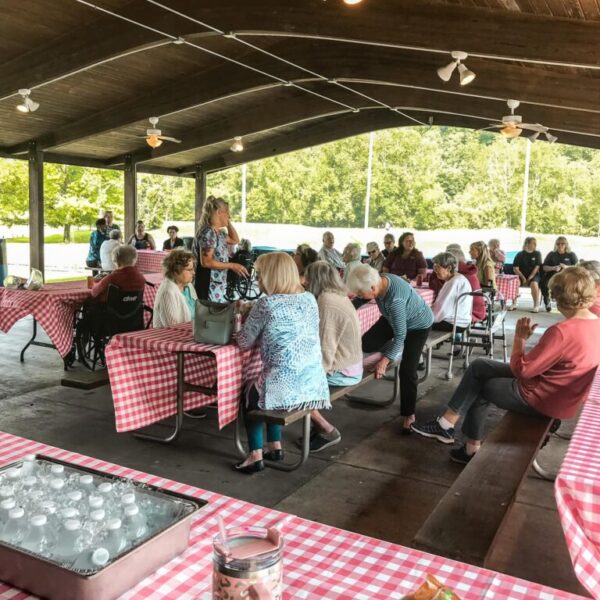 Residents enjoying a picnic outside