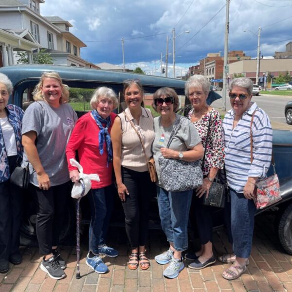 Residents posing together during a resident trip