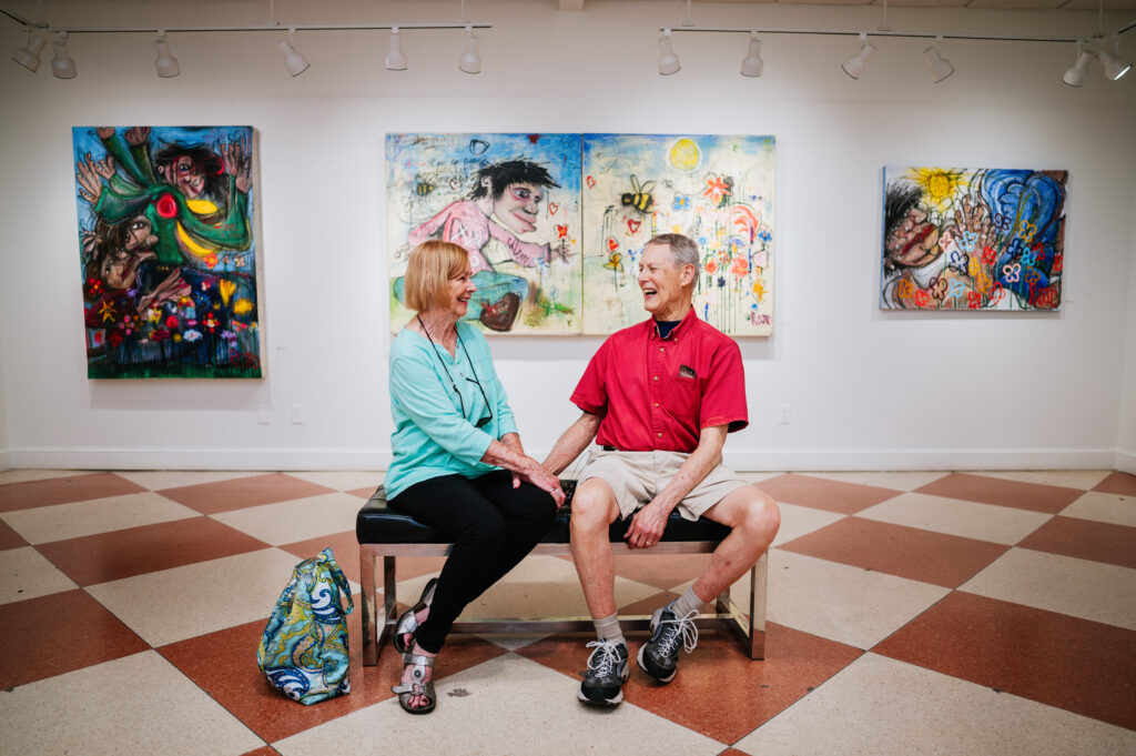 Seniors at an at art gallery