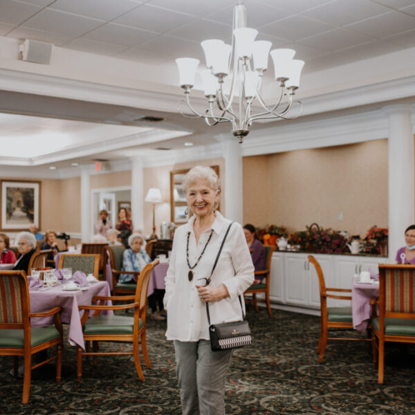 Resident posing at the fashion show